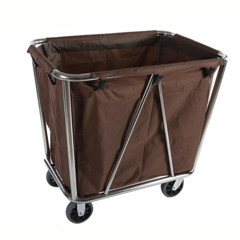 Stainless Steel Linen Trolley Cart Hotel Laundry Cart Housekeeping Cleaning Trolley Factory Wholesale