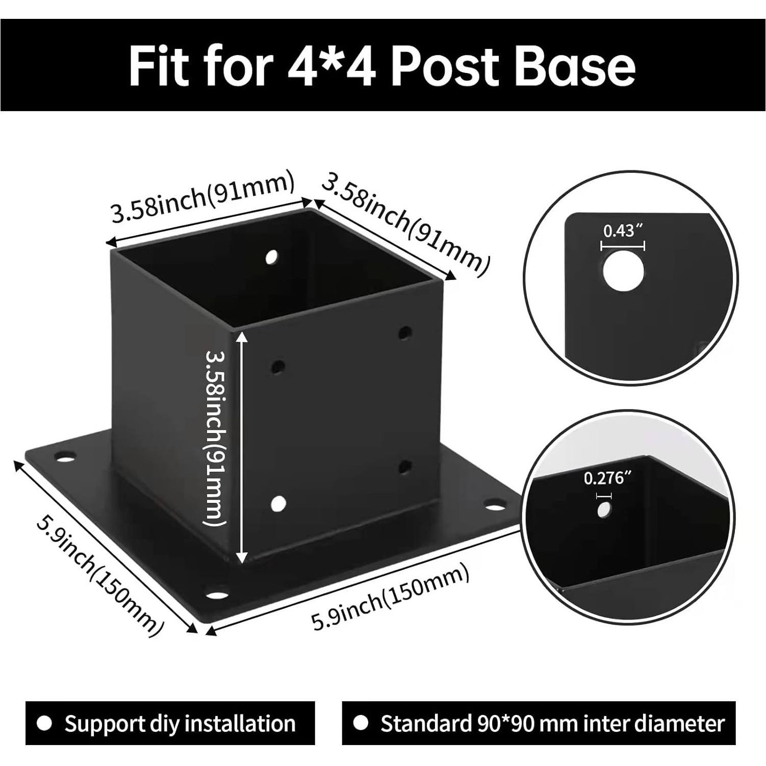 Pergola Post Base Heavy Duty Wood Post Support Kit DIY Wood Lumber Pergola Gazebo Deck Railing kit Hardware Post Base