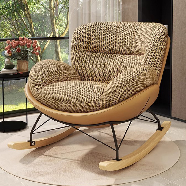 Rocking Chair Luxury Nordic Modern Gold Wood Fabric Sets Velvet Waiting Home Lounge Accent Furniture Living Room Sofa Chairs