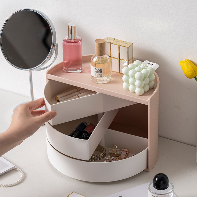 Storage Box Swivel Modern Luxury Nordic Vanity Drawer Desk Jewelry Make Up Makeup Organizer Cosmetic Plastic Bins Boxes Storage