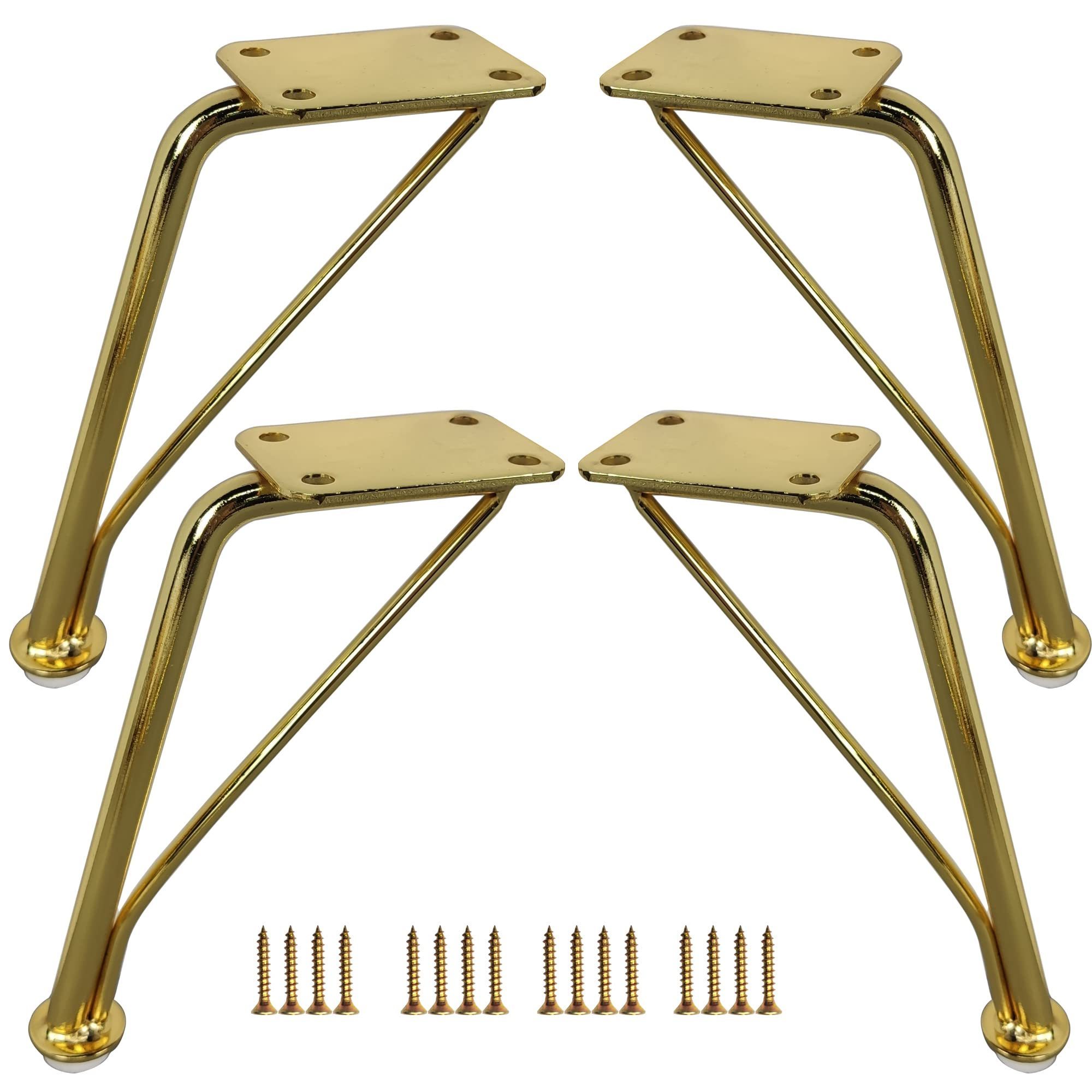 Furniture Legs 6 inch Gold Legs for Furniture Set of 4 for Cabinet Dresser Side Table Couch etc (6 inch, Gold)