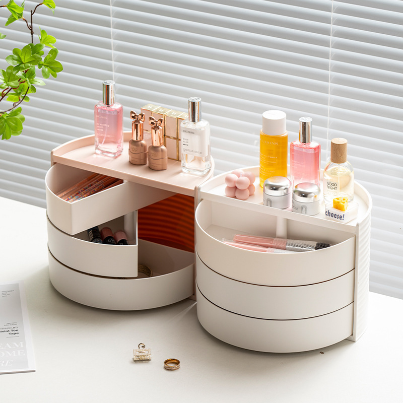 Storage Box Swivel Modern Luxury Nordic Vanity Drawer Desk Jewelry Make Up Makeup Organizer Cosmetic Plastic Bins Boxes Storage