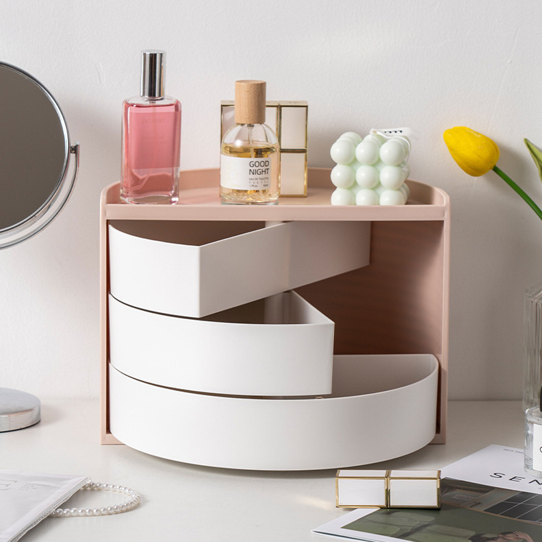 Storage Box Swivel Modern Luxury Nordic Vanity Drawer Desk Jewelry Make Up Makeup Organizer Cosmetic Plastic Bins Boxes Storage