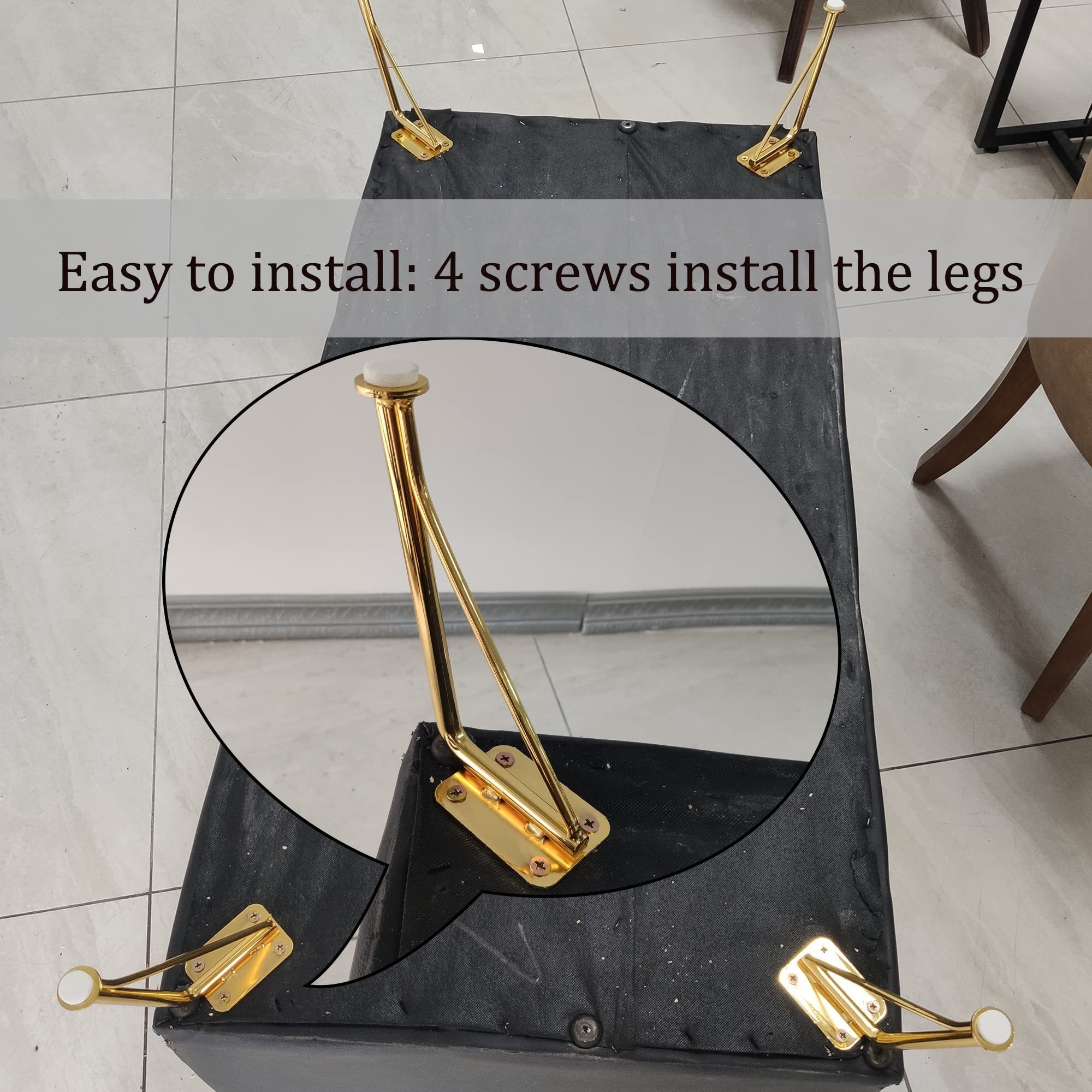 Furniture Legs 6 inch Gold Legs for Furniture Set of 4 for Cabinet Dresser Side Table Couch etc (6 inch, Gold)