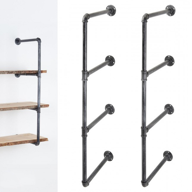 Pipe Shelf Rustic Floating Ladder Bookshelf Book Shelves Rustic Wall Mount Industrial Pipe Shelf Metal Steel Diy Vintage Black