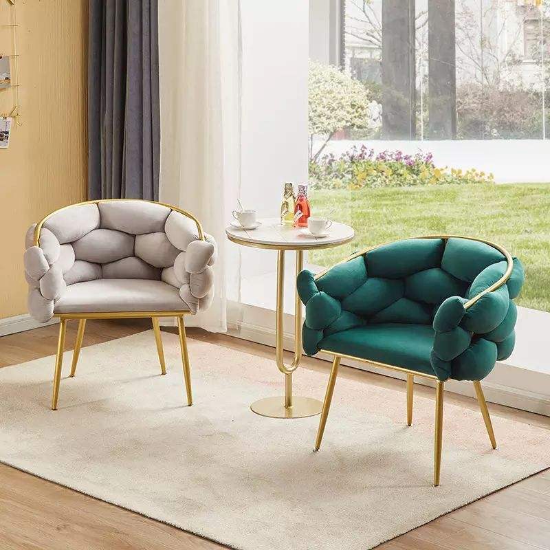 Home Chair Gold Luxury Cheap Nordic Modern Metal Fabric Sofa Sets Velvet Wing Waiting Lounge Accent Furniture Living Room Chairs