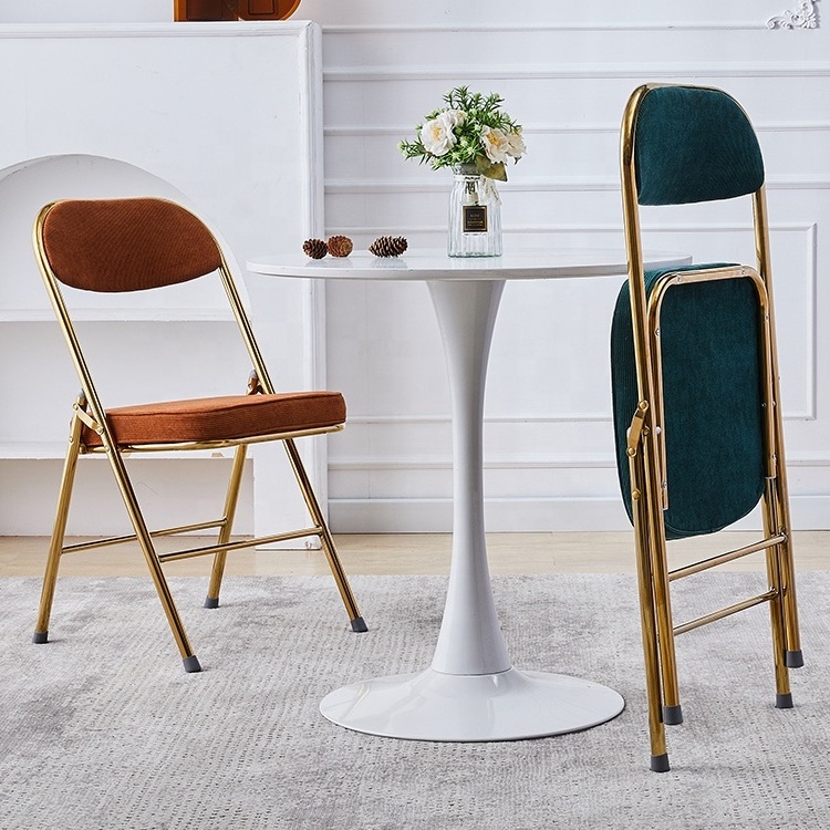 Dining Chairs Folding Gold Luxury Nordic Metal Fabric Velvet Dinning Sets Home Furniture Modern Restaurant Dining Room Chairs