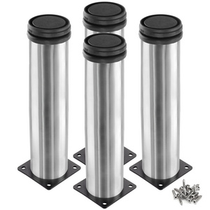 4 Pack 10 Inch Adjustable Cabinet Legs Furniture Legs, Thickened Stainless Steel Round Kitchen Feet for Couch Sofa Table Cabinet