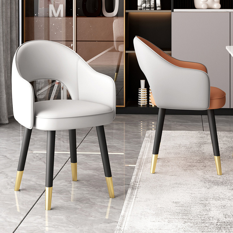 Dining Chair Gold Nordic Luxury Leather Metal Dinning Home Modern Restaurant Chairs Set Dining Room Furniture For Dining Table