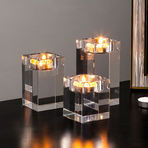 Crystal Tea Light Candle Holder Clear Wedding Glass Candlelight Stand Set Candle Holders For Christmas Living Room Wedding Table