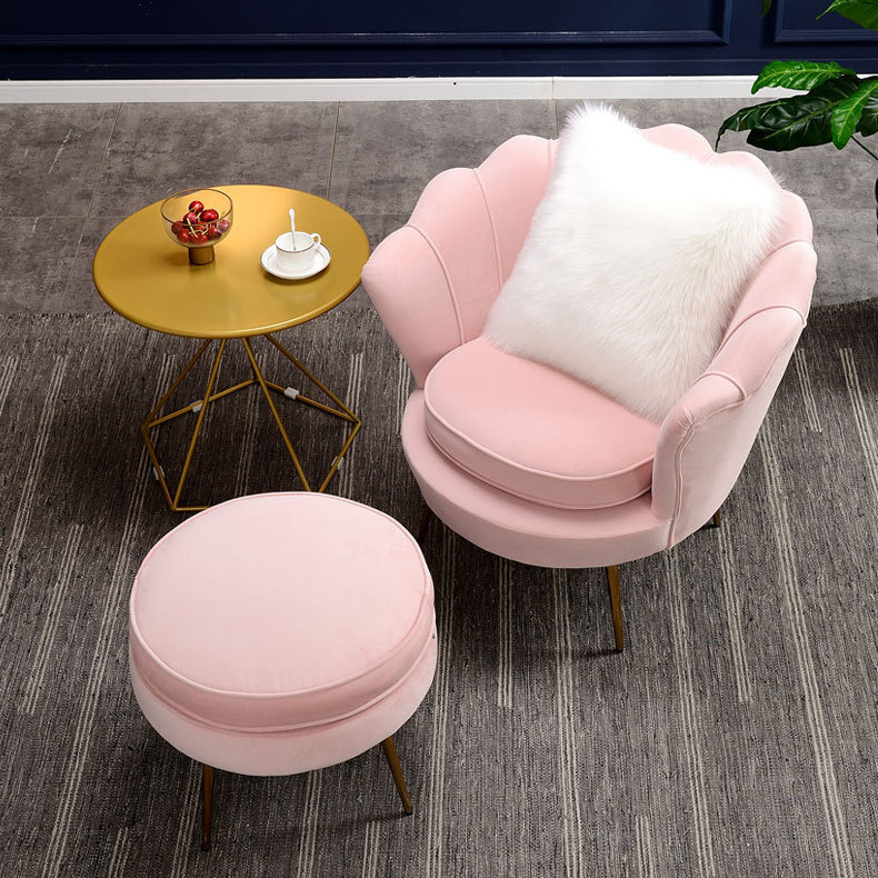 Sofas Gold Pink Cheap Nordic Metal Velvet Cloth Single Hotel Office Chair Luxury Modern Home Living Room Sofas Set Furniture