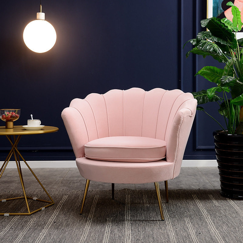 Sofas Gold Pink Cheap Nordic Metal Velvet Cloth Single Hotel Office Chair Luxury Modern Home Living Room Sofas Set Furniture