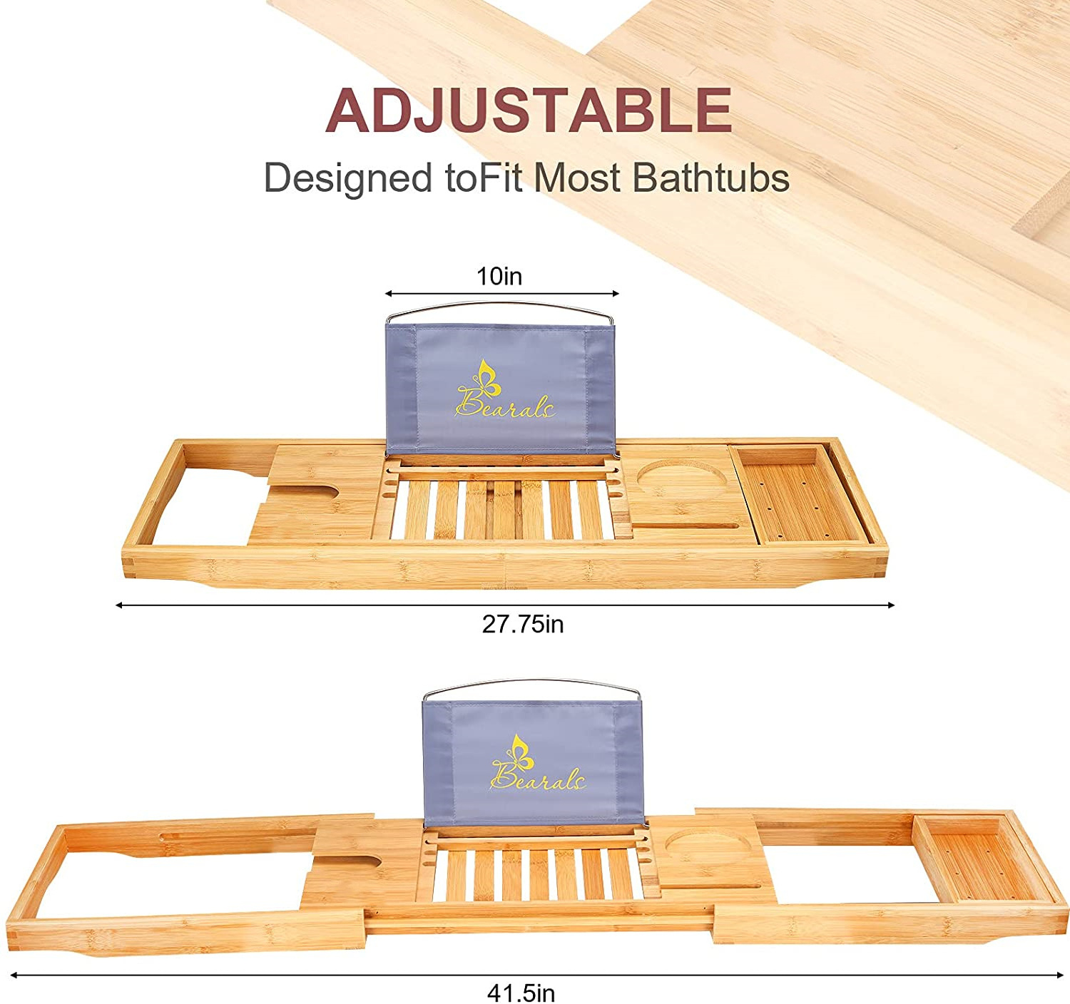 Bamboo Shower Bath Wooden Tray Caddie Bath tray Bamboo Bathtub Caddy With Extending Side