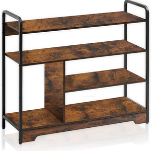 Durable Wooden Metal Legs Shoe Rack 4-Tier Shoe Shelf With Boots Storage For Entryway