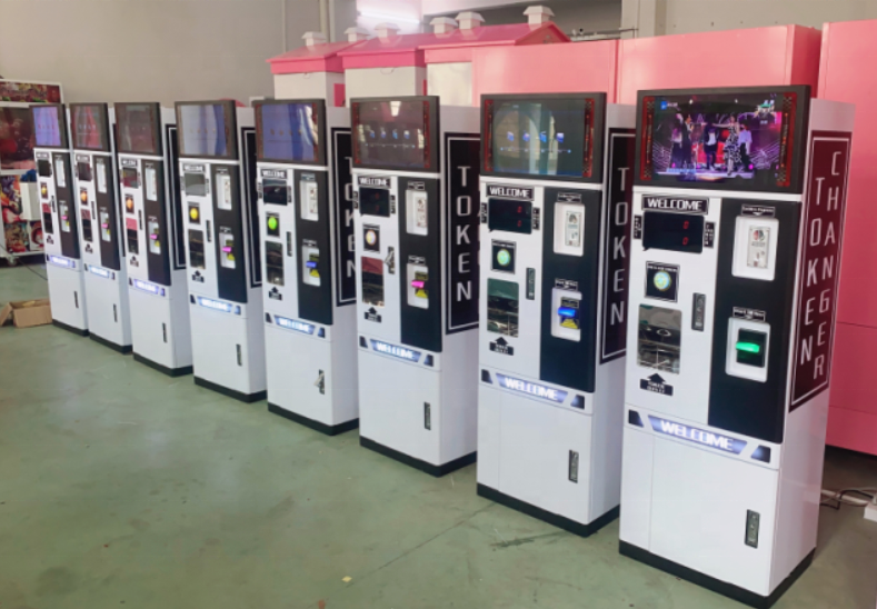 Japan arcade slim token exchange machine counting machines with bill acceptor