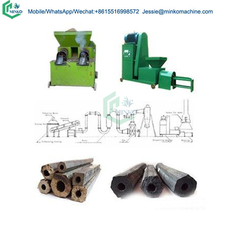 Horizontal coconut shell charcoal making machine sugarcane bagasse sawdust wood log carbon bamboo biochar briquette machine