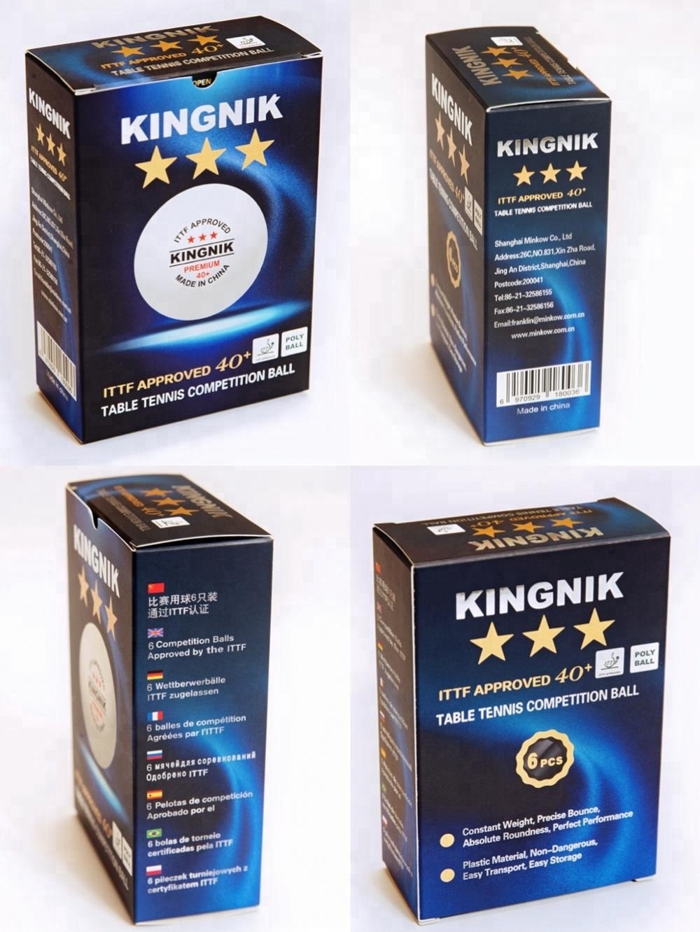 ITTF certified KINGNIK Premium 3 star 40+ poly table tennis ball (competition pingpong ball)