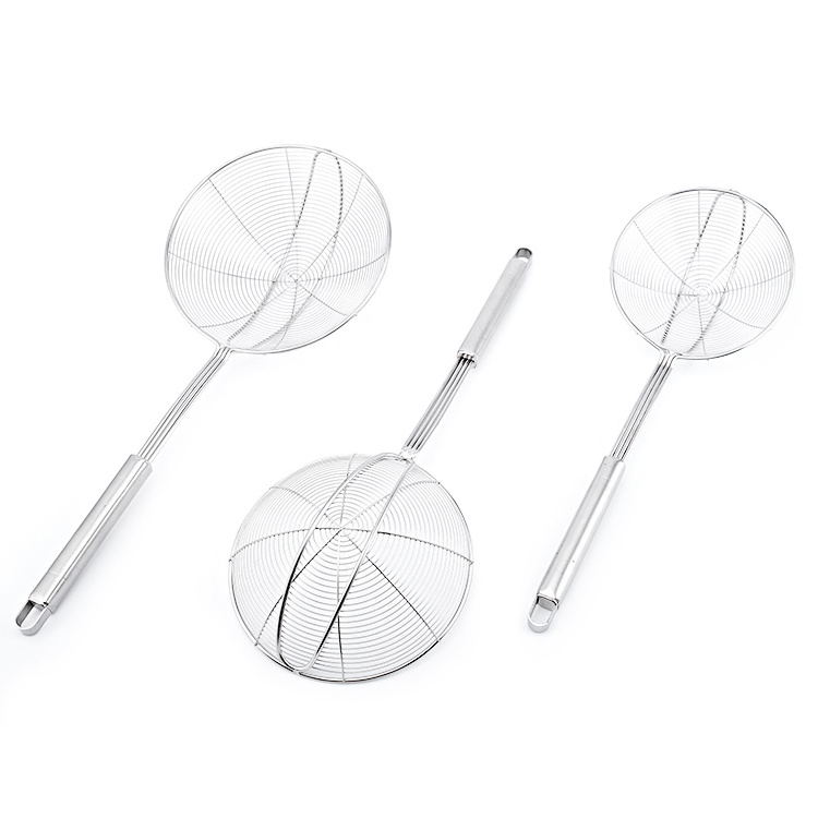 Solid Stainless Steel Spider Strainer Skimmer Ladle For Cooking And Frying