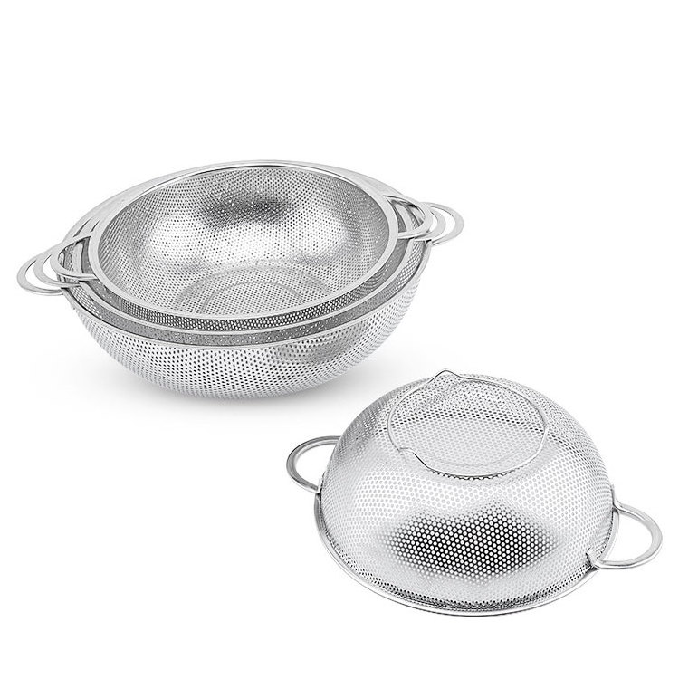 Fine Mesh Stainless Steel Strainer With Double Handle Food Grade Drain Colander For Washing Rice Basket