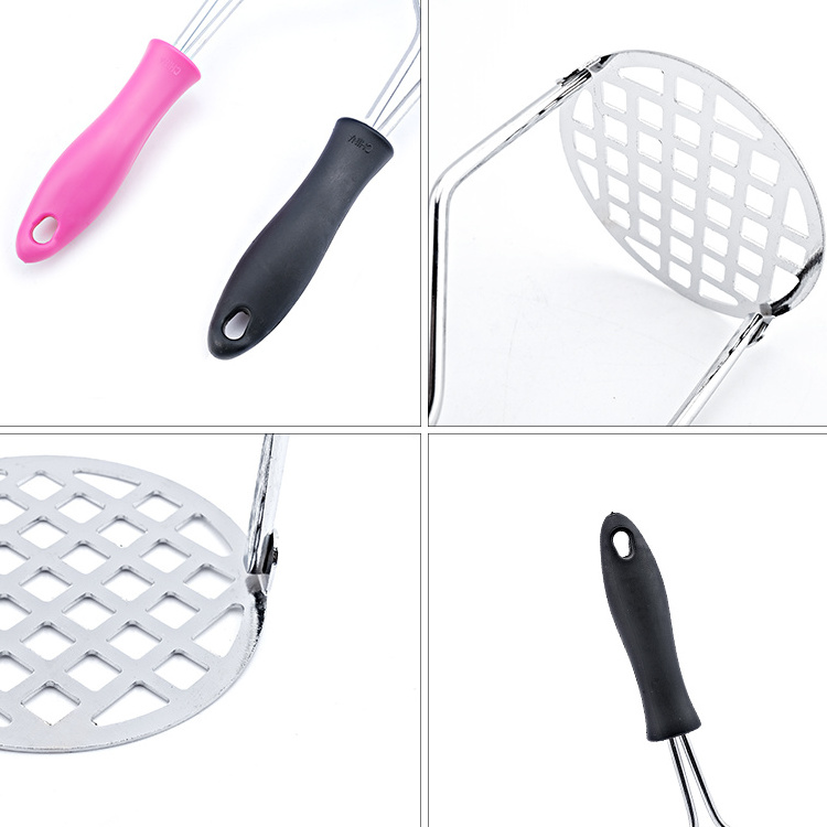 Wave Shape Potato Masher with Premium Silicone-Coated Protects Non-Scratch Cookware for Smooth Potatoes Pressed