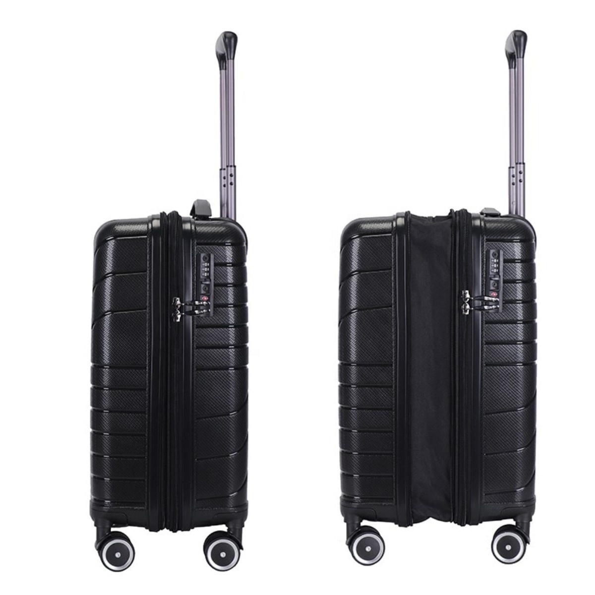 Lightweight Travel Luggage With Spinner Wheels 20'' Carry-on PP Suitcases Black Travel Luggage