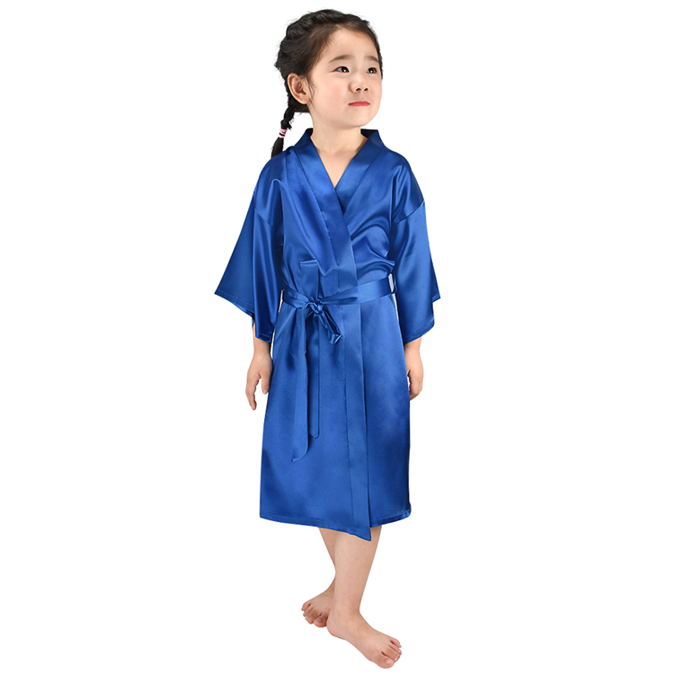 Wholesale Cute Girls Kids Spa Silk Satin Robe 2 piece set