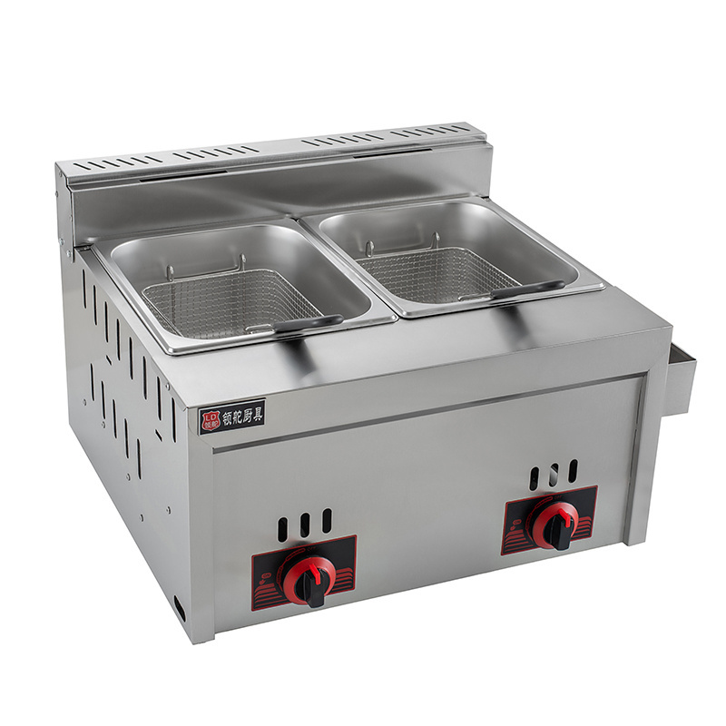 6L+6L Double Cylinder Double Basket Commercial Counter Top gas deep fryer