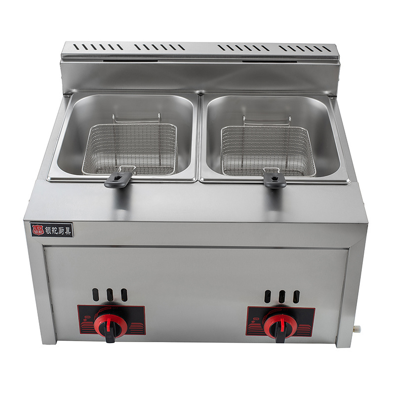 6L+6L Double Cylinder Double Basket Commercial Counter Top gas deep fryer