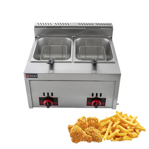 6L+6L Double Cylinder Double Basket Commercial Counter Top gas deep fryer