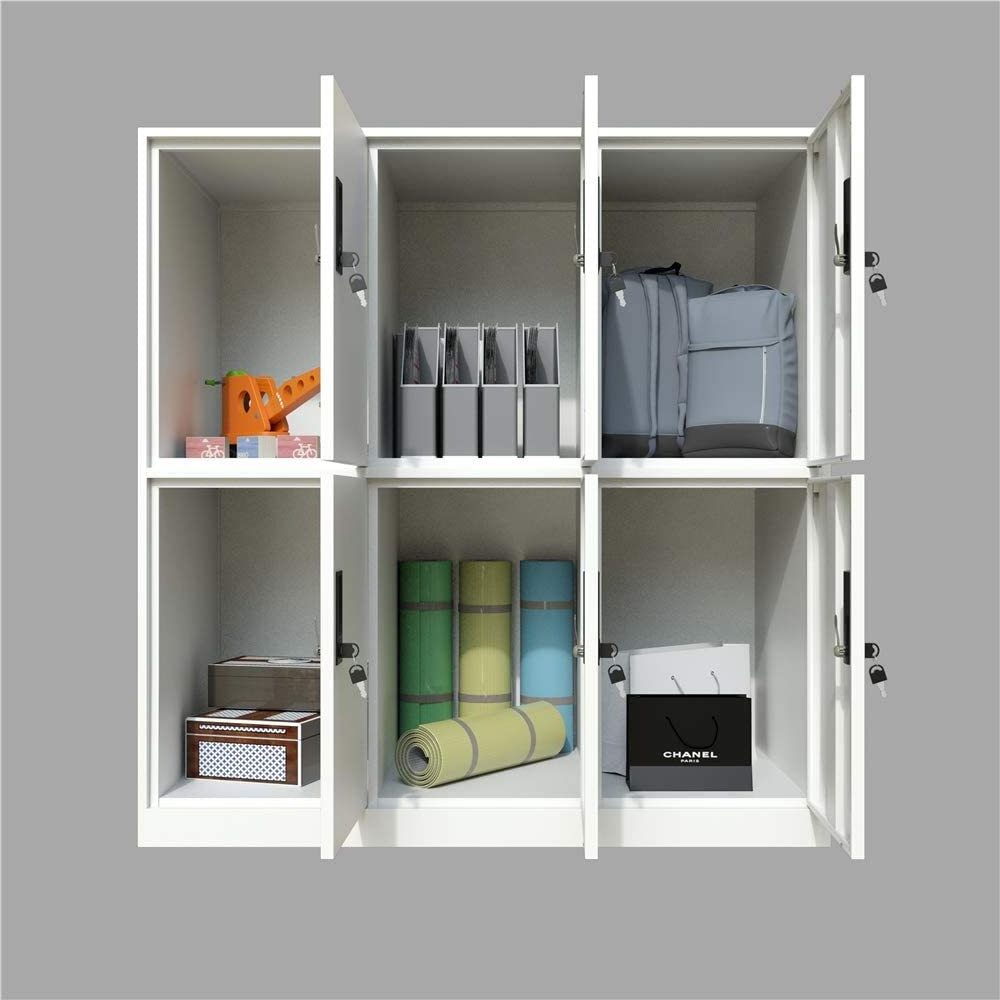 Customized 6-door all white metal lockers for children's furniture