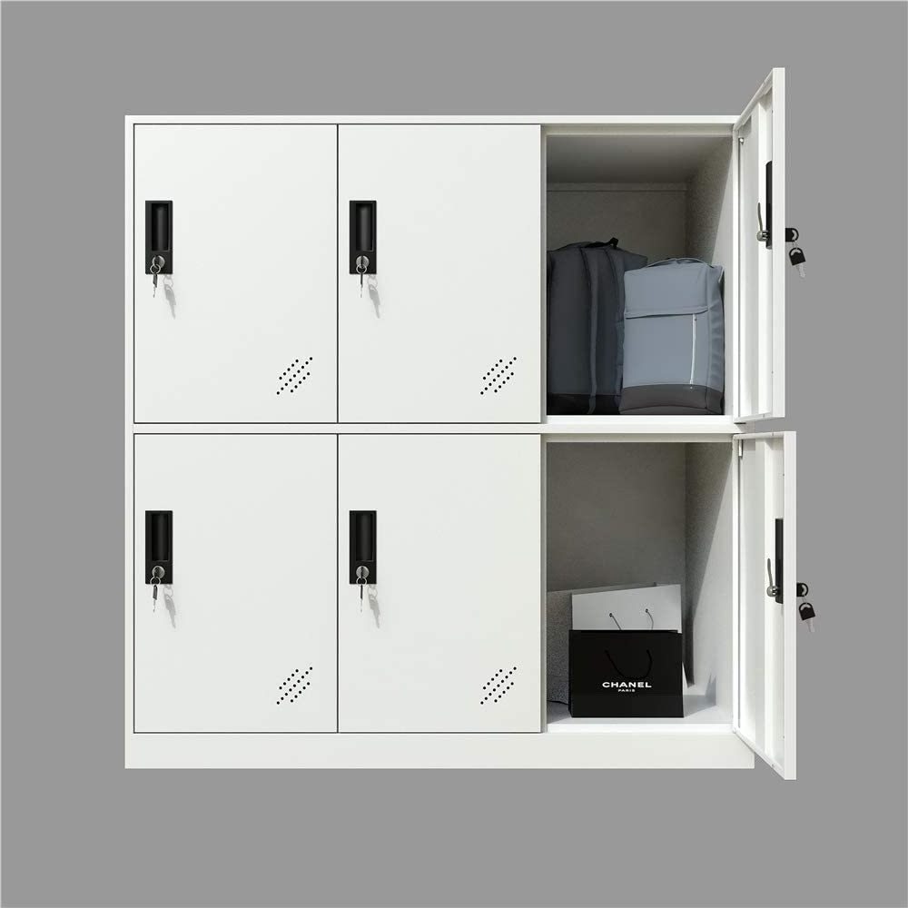 Customized 6-door all white metal lockers for children's furniture