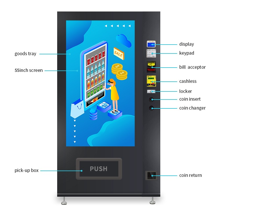 vendor vending machine 55 inch touch screen digital vending machine snack and drink