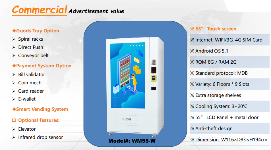 vendor vending machine 55 inch touch screen digital vending machine snack and drink