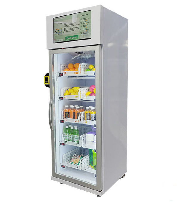 weight sense vegetable fresh fruit snack drink smart fridge  frozen ice cream vending machine with card reader