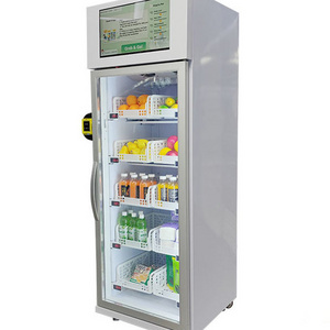 weight sense vegetable fresh fruit snack drink smart fridge  frozen ice cream vending machine with card reader