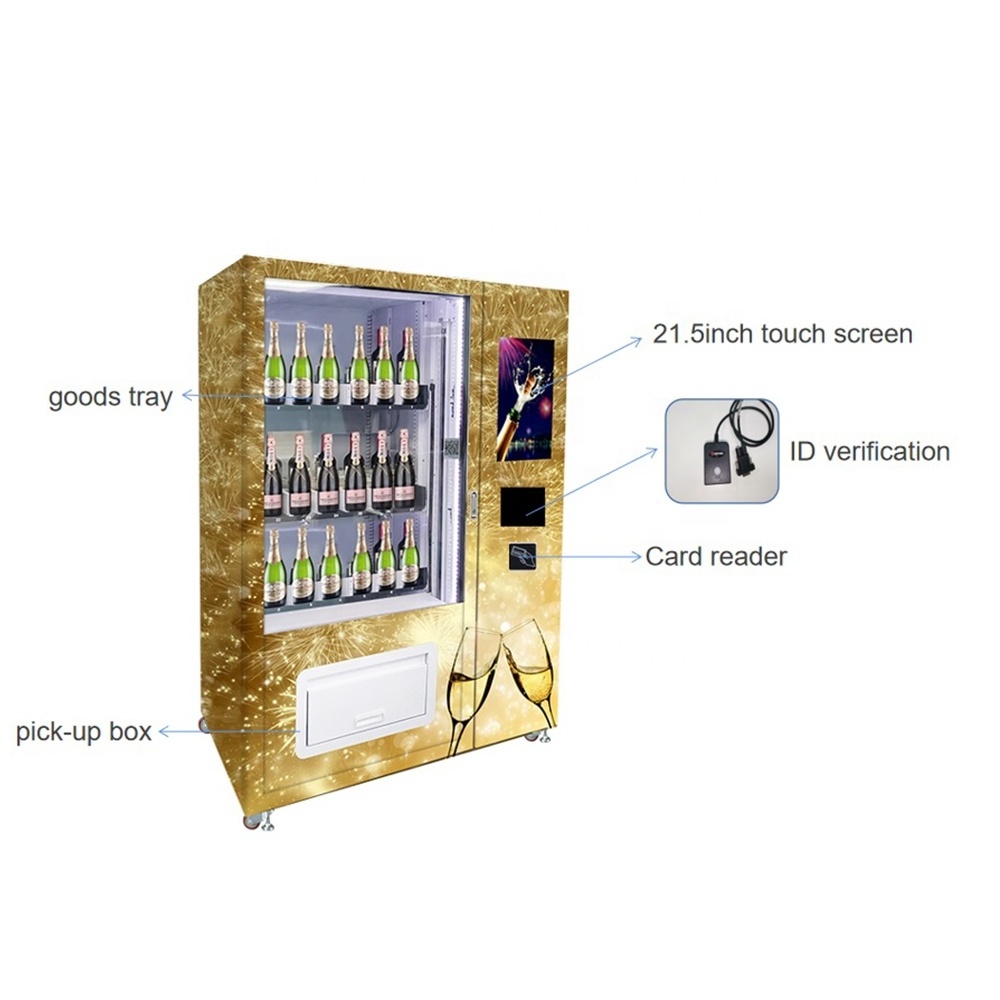 best selling touch screen refrigerator beer champagne  vending machine with age verification