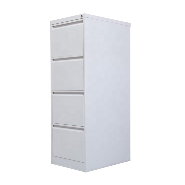 White Color Metallic Gooseneck Filing Cabinet with 4 Drawer Metal Key Lock Office Furniture Modern Small Cabinet School Locker