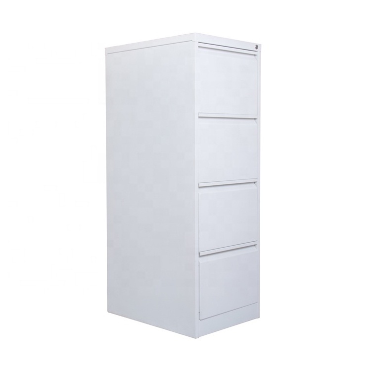 White Color Metallic Gooseneck Filing Cabinet with 4 Drawer Metal Key Lock Office Furniture Modern Small Cabinet School Locker