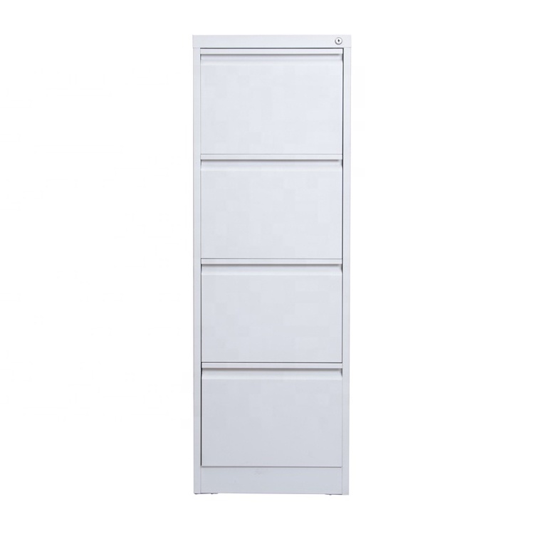 White Color Metallic Gooseneck Filing Cabinet with 4 Drawer Metal Key Lock Office Furniture Modern Small Cabinet School Locker