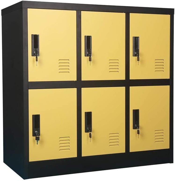 Top Sale  Metal office storage locker 6 Door Yellow Color Lower  Locker Cabinet