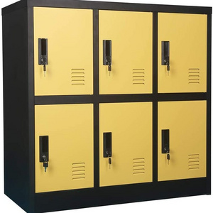 Top Sale  Metal office storage locker 6 Door Yellow Color Lower  Locker Cabinet