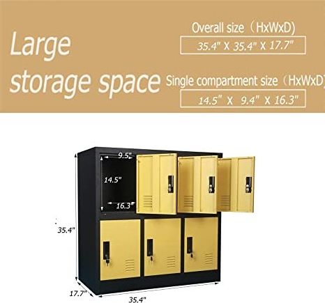 Top Sale  Metal office storage locker 6 Door Yellow Color Lower  Locker Cabinet