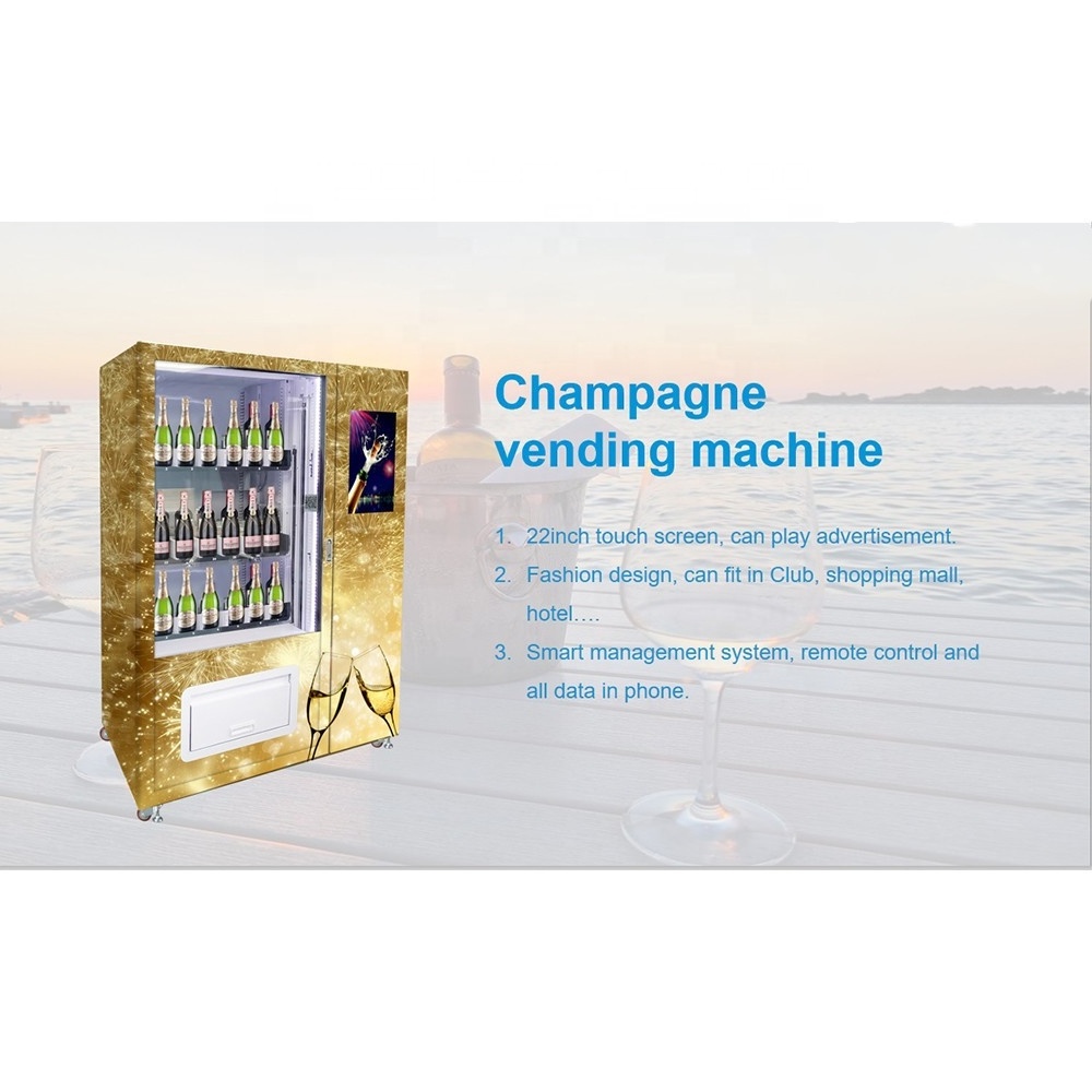 best selling touch screen refrigerator beer champagne  vending machine with age verification