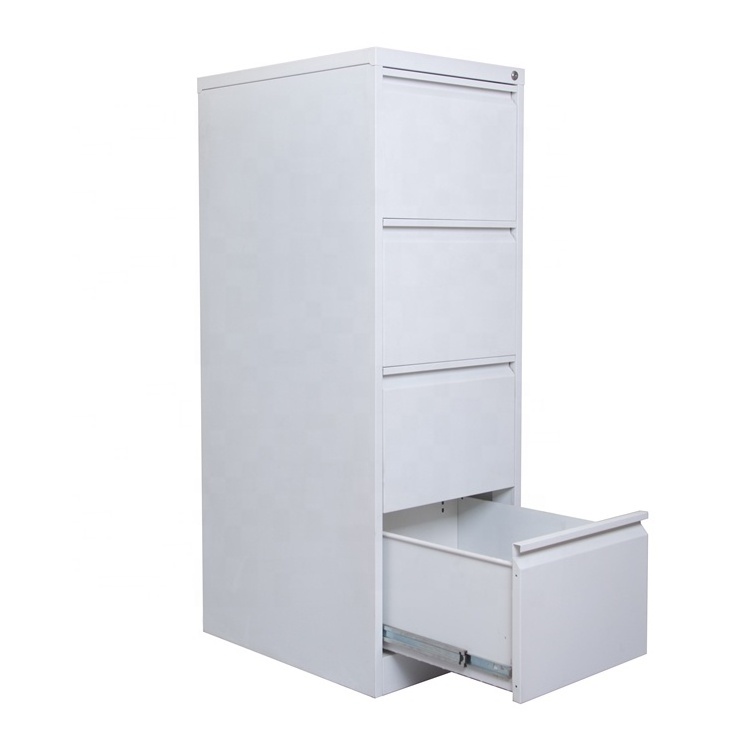 White Color Metallic Gooseneck Filing Cabinet with 4 Drawer Metal Key Lock Office Furniture Modern Small Cabinet School Locker