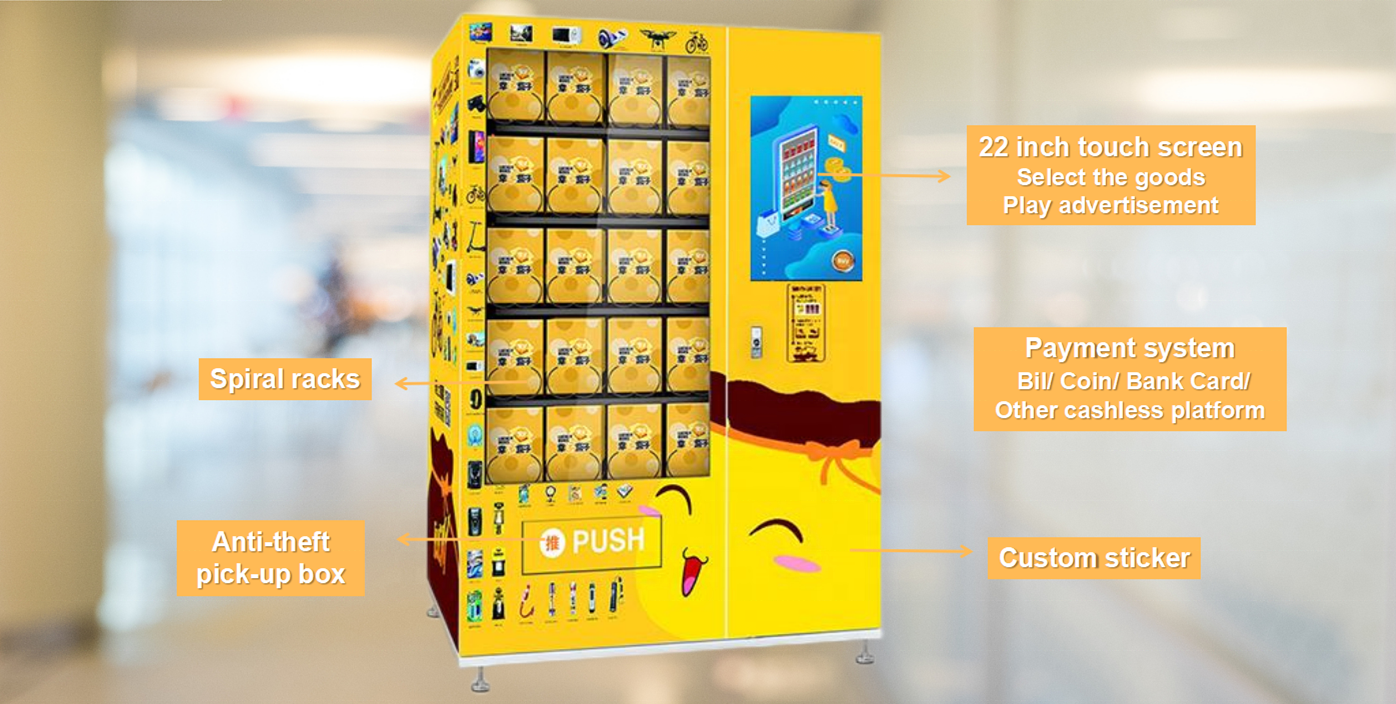 Gift box vending machine with touch screen and  card reader smart vending machine