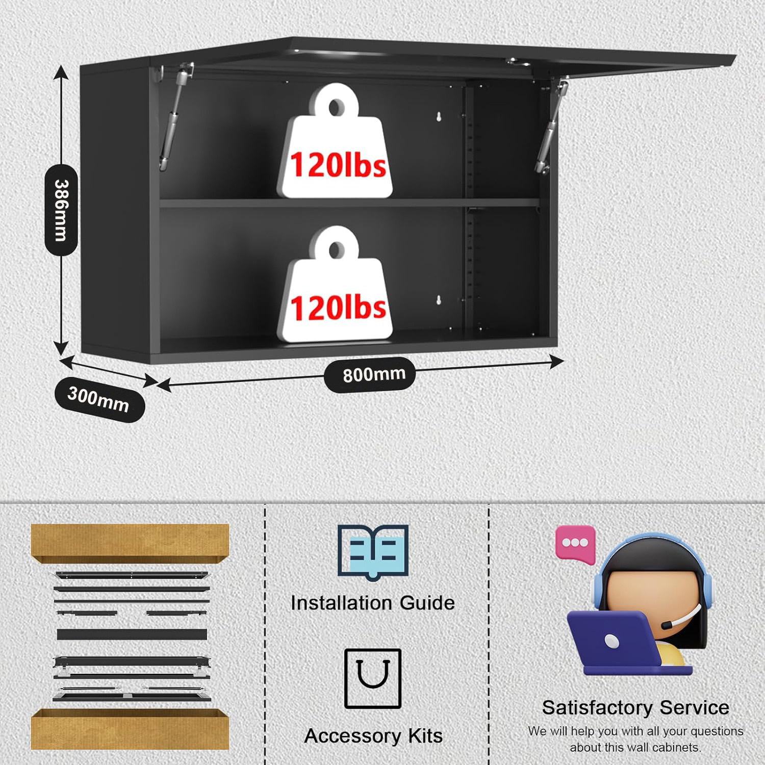 Wall Cabinet with Up-Flip Door, Garage Cabinets Wall Mounted with Lock, Hanging Tool Cabinet for Garage Kitchen Bathroom