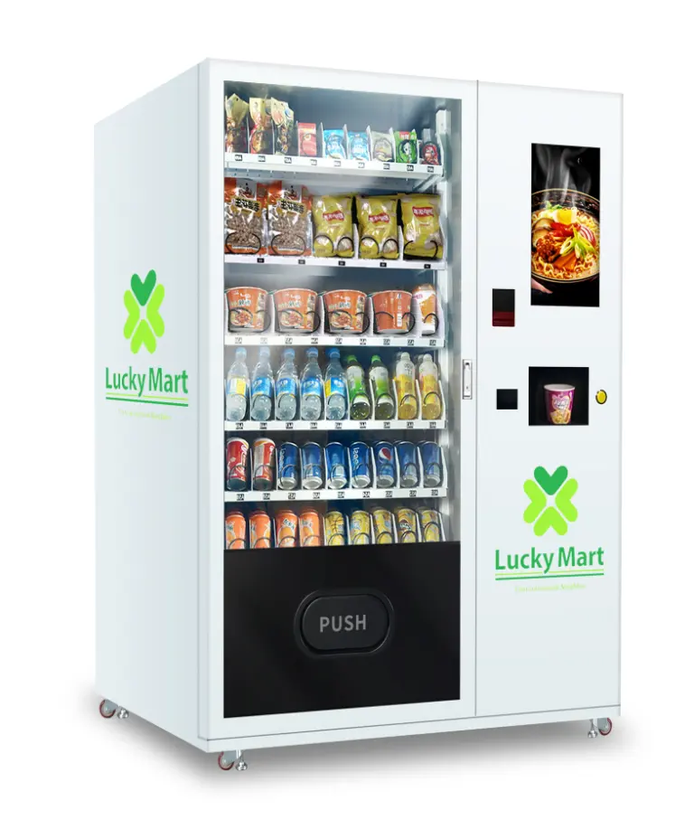 Auto hot water instant noodle vending machine  Cup coffee milk tea vending machine