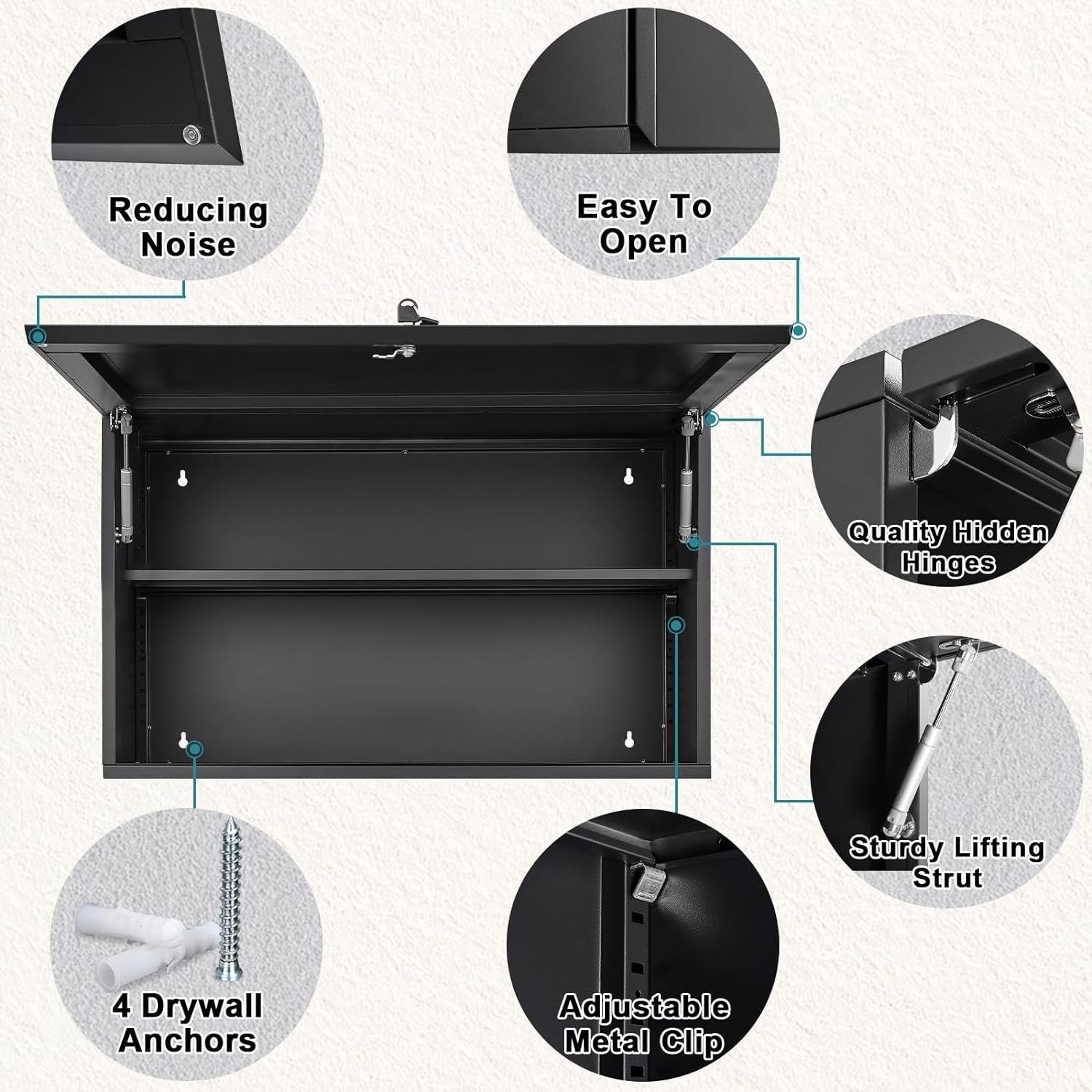 Wall Cabinet with Up-Flip Door, Garage Cabinets Wall Mounted with Lock, Hanging Tool Cabinet for Garage Kitchen Bathroom