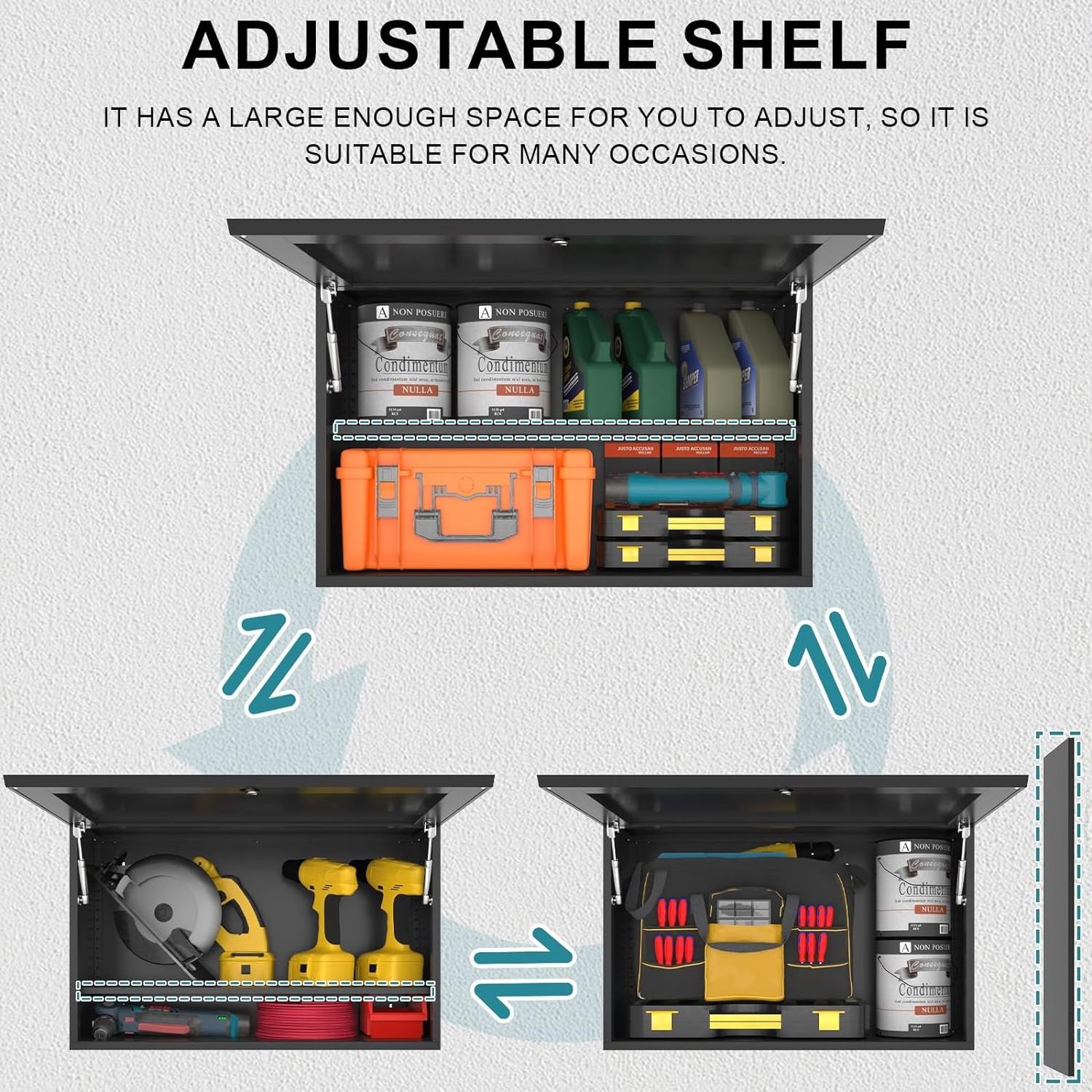 Wall Cabinet with Up-Flip Door, Garage Cabinets Wall Mounted with Lock, Hanging Tool Cabinet for Garage Kitchen Bathroom