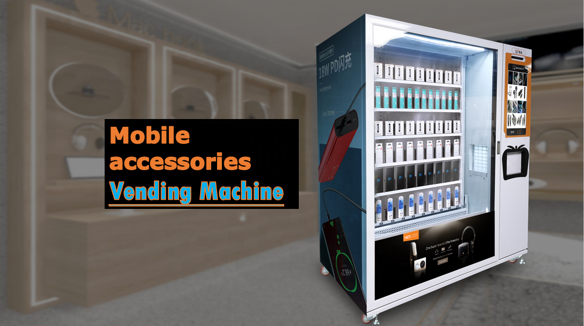 Elevator conveyor belt vending machine for mobile phone accessories with middle pick-up in the mall